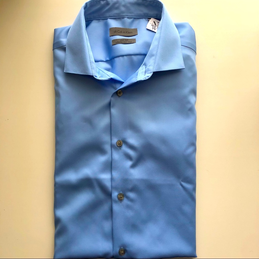Calvin Klein Slim Tall long sleeve light blue shirt